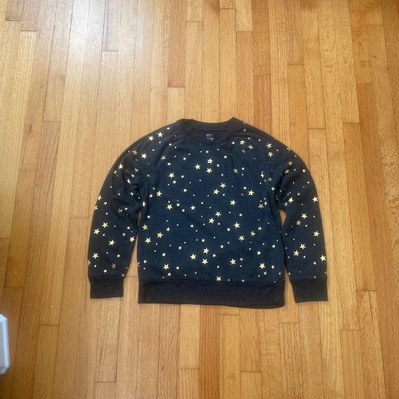 Aerie Dreamy Soft Sweatshirt Dark Charcoal Grey with Gold Star Pattern - Picture 8 of 9